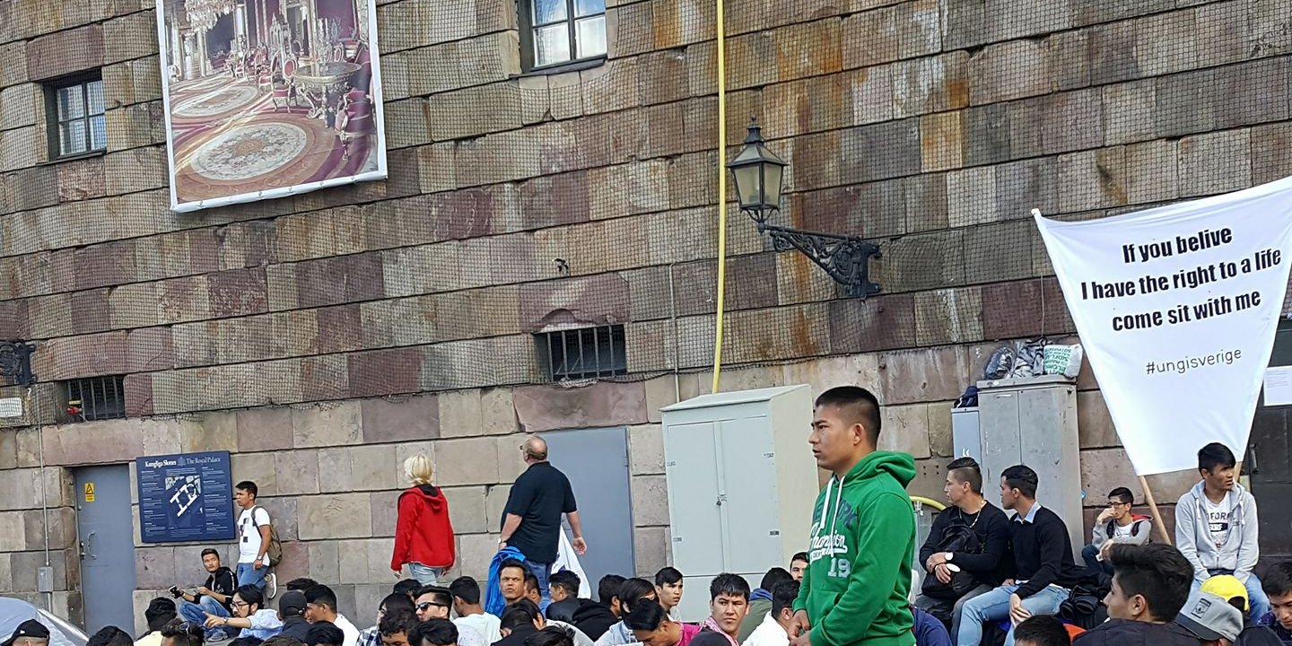 اعتصاب پناهجویان افغانستانی مقابل پارلمان سویدن